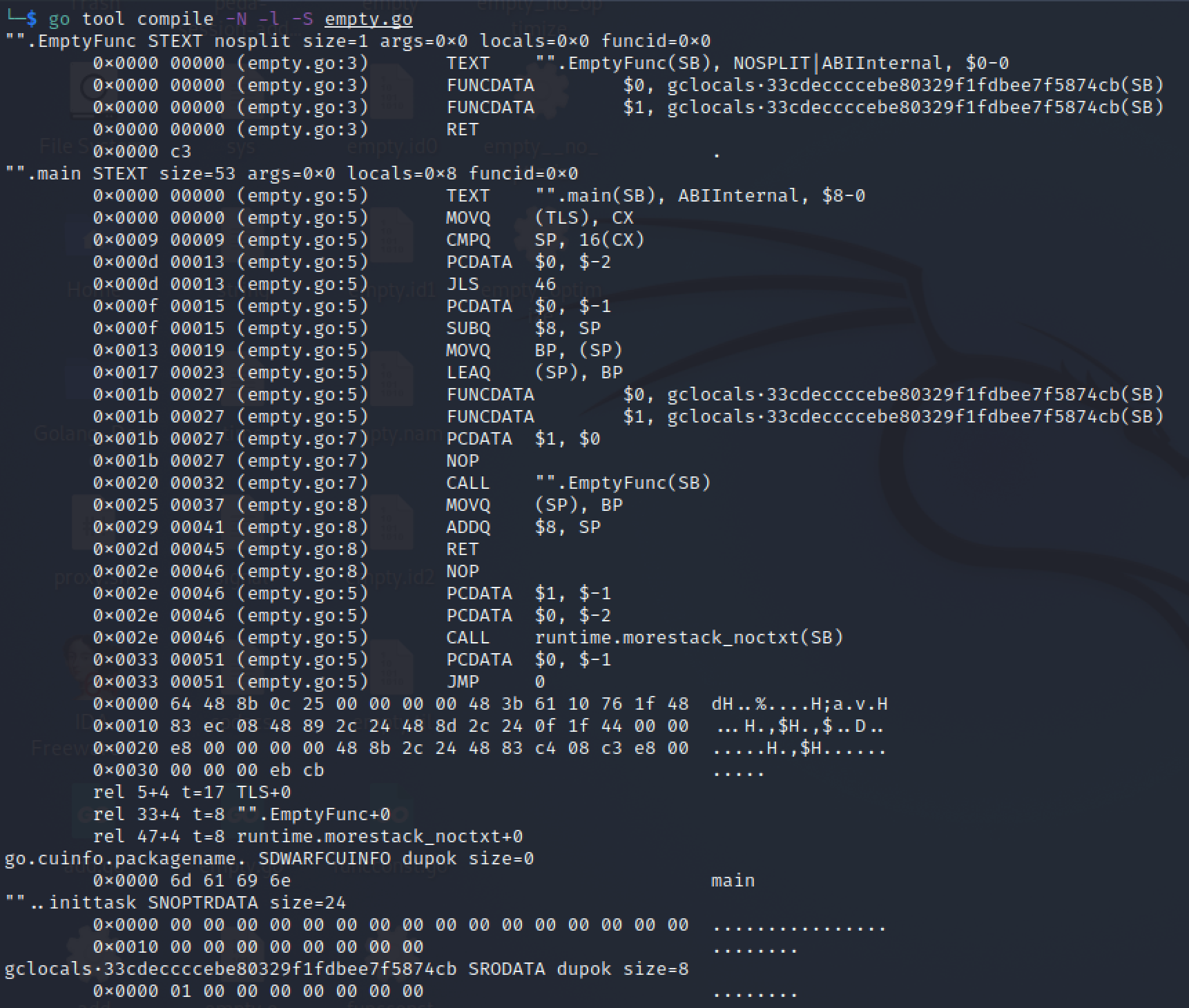 go tool compile打印汇编